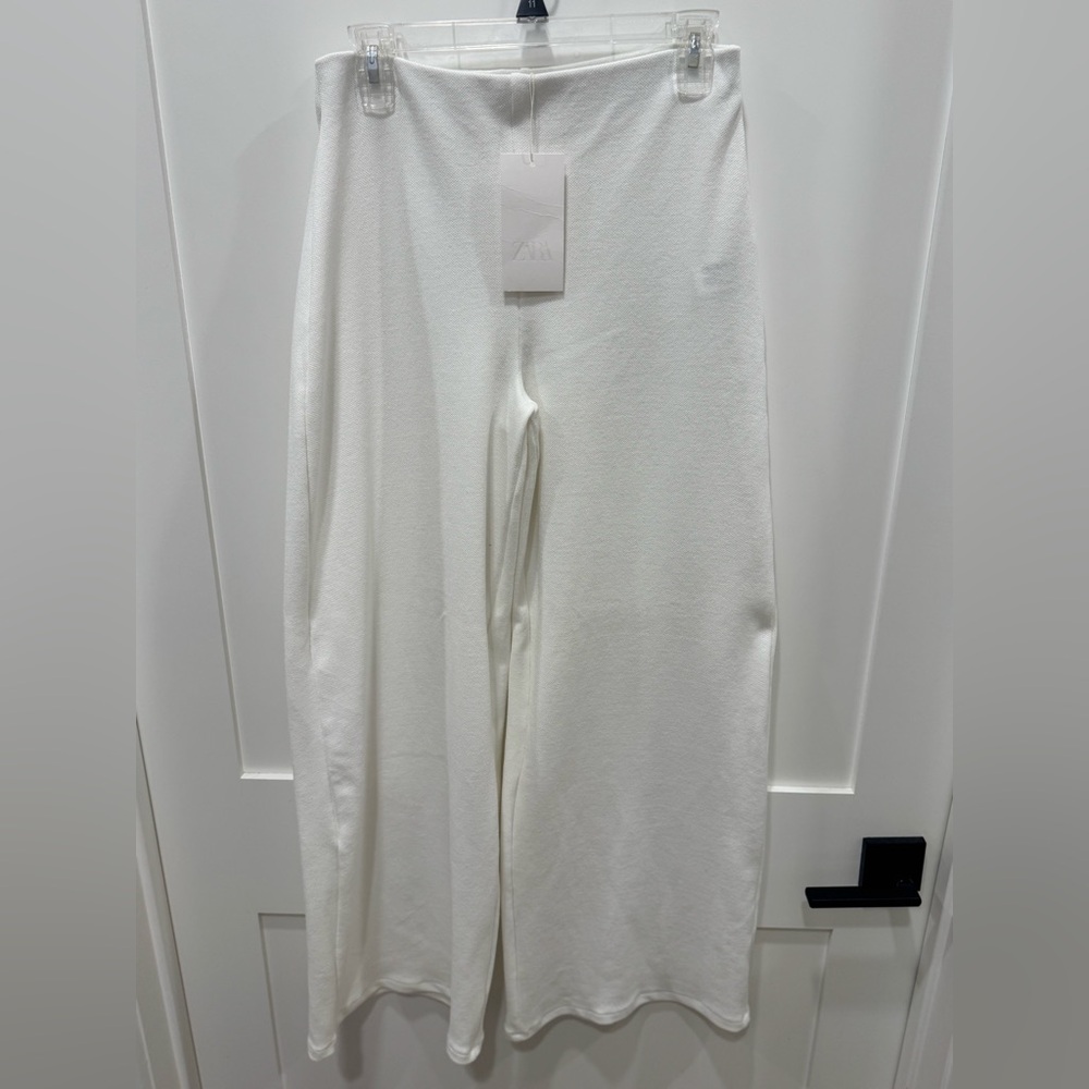 Zara Ivory Textured Trousers